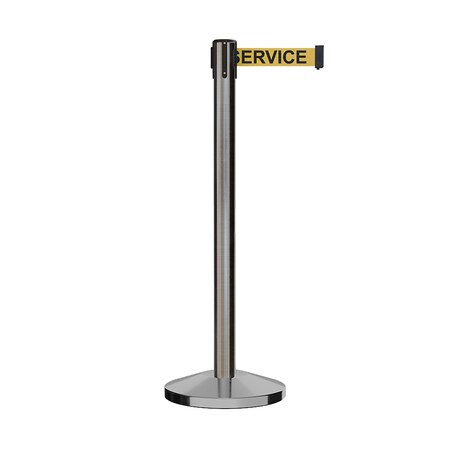 Montour Line Stanchion Belt Barrier Sat.Steel Post 13ft. Serv.Belt ES400-SS-OUTOFYB-130